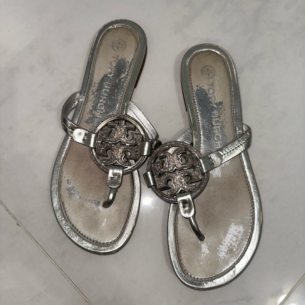 Tory Burch silver rhinestone sandals